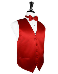 Scarlet Luxury Satin Tuxedo Vest