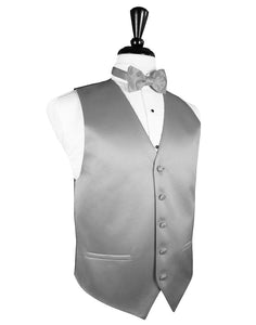 Silver Luxury Satin Tuxedo Vest