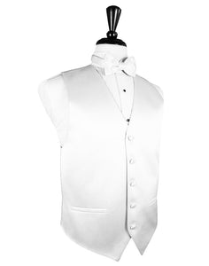 White Luxury Satin Tuxedo Vest