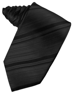 Black Striped Satin Necktie
