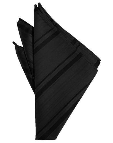 Black Striped Satin Pocket Square