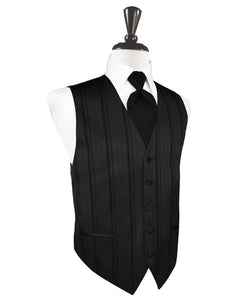 Black Striped Satin Tuxedo Vest