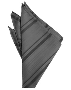 Charcoal Striped Satin Pocket Square