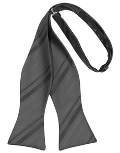 Charcoal Striped Satin Bow Tie