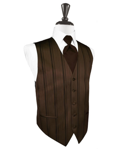 Chocolate Striped Satin Tuxedo Vest