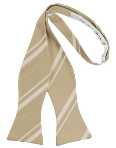 Golden Striped Satin Bow Tie