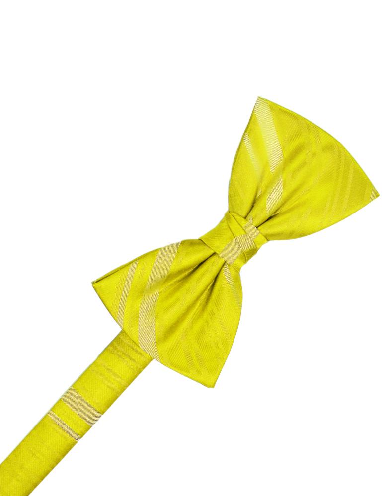 Lemon Striped Satin Bow Tie