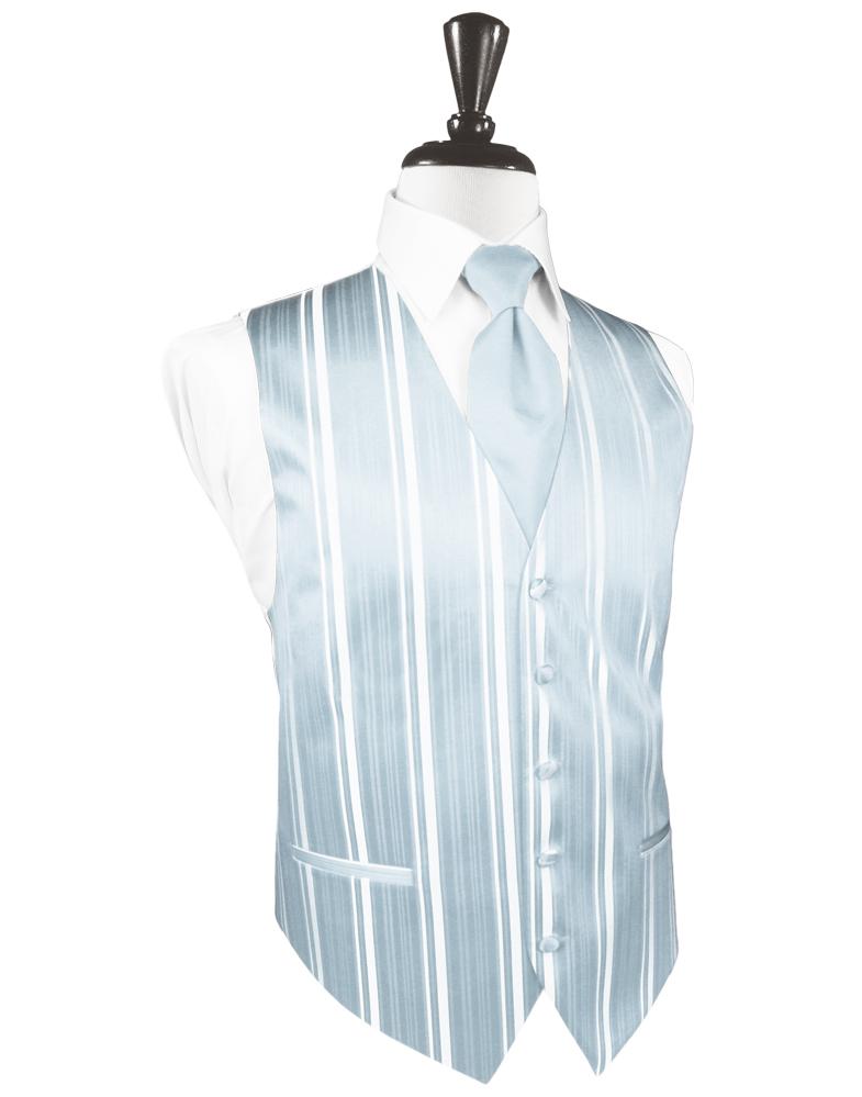 Light Blue Striped Satin Tuxedo Vest
