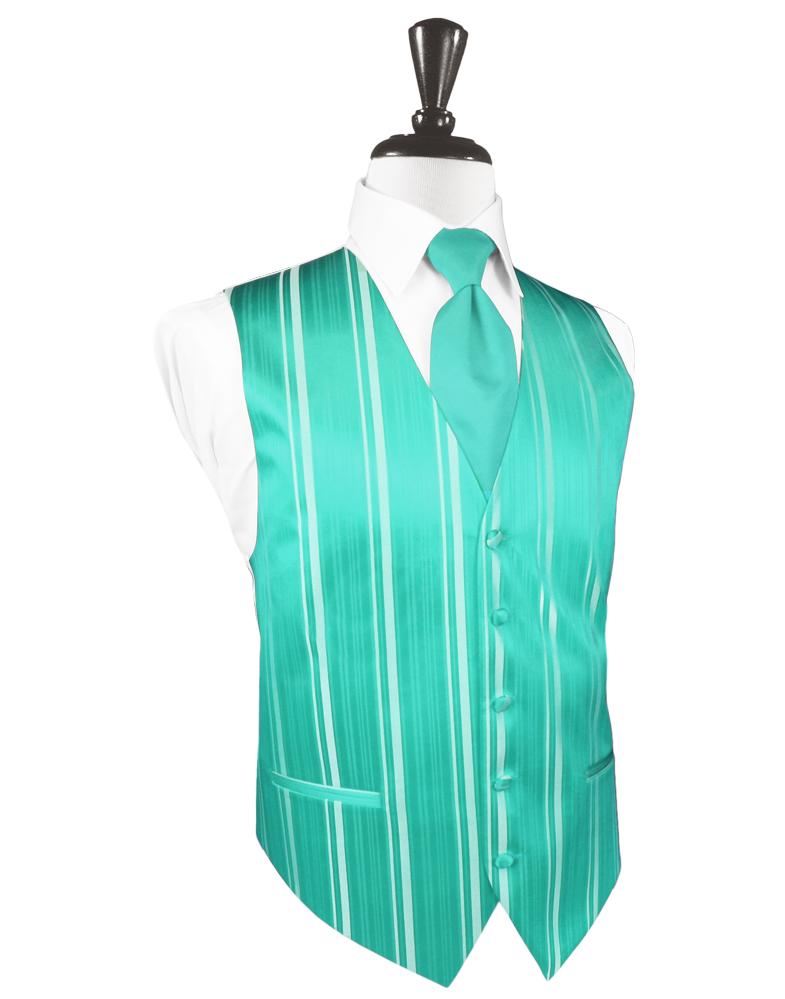 Turquoise Striped Satin Tuxedo Vest Turquoise Striped Satin Tuxedo Vest