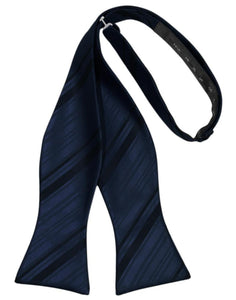 Midnight Striped Satin Bow Tie