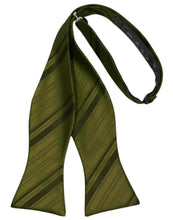 Moss Striped Satin Bow Tie
