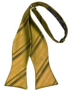 New Gold Striped Satin Bow Tie