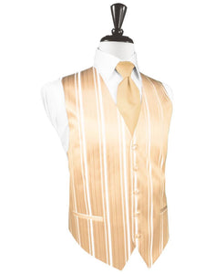 Peach Striped Satin Tuxedo Vest