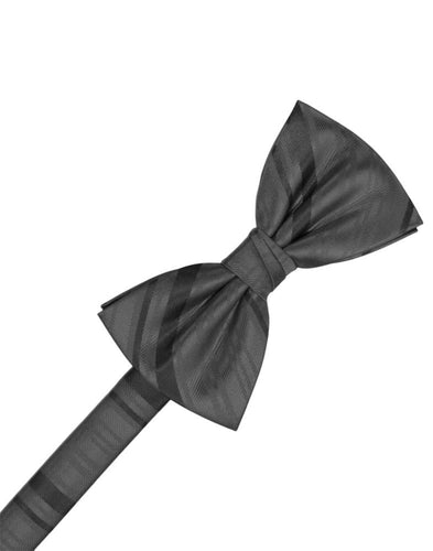 Pewter Striped Satin Bow Tie