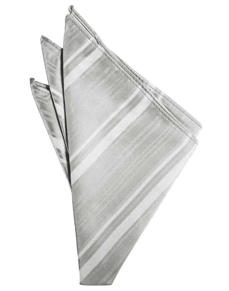 Platinum Striped Satin Pocket Square
