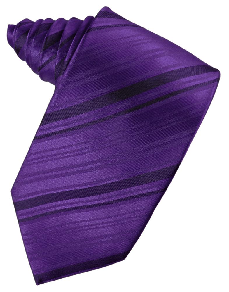 Purple Striped Satin Necktie