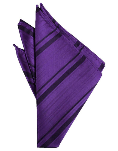 Purple Striped Satin Pocket Square