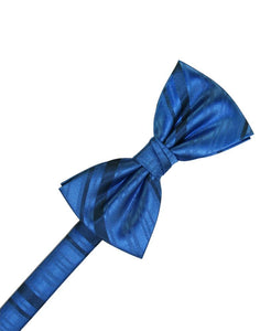 Royal Blue Striped Satin Bow Tie