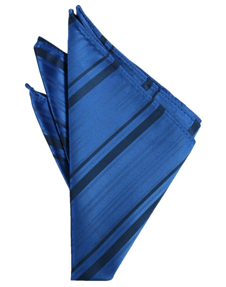 Royal Blue Striped Satin Pocket Square