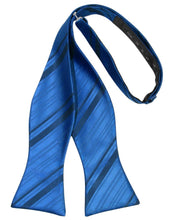 Royal Blue Striped Satin Bow Tie
