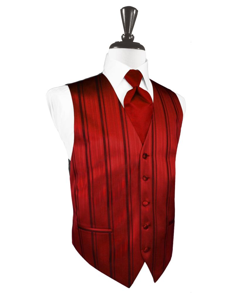 Scarlet Striped Satin Tuxedo Vest