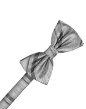 Silver Striped Satin Bow Tie