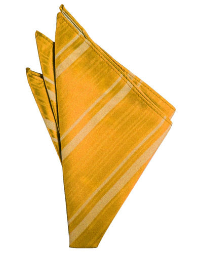 Tangerine Striped Satin Pocket Square