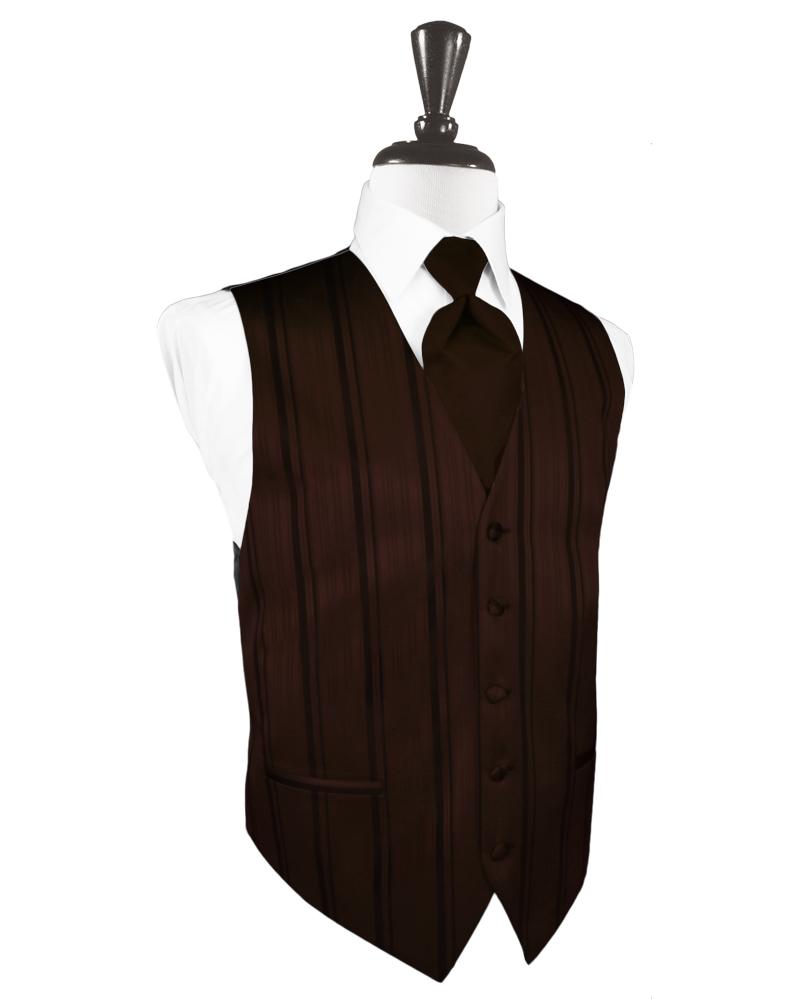 Truffle Striped Satin Tuxedo Vest
