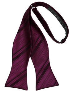 Wine Striped Satin Bow Tie