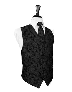 Black Tapestry Tuxedo Vest