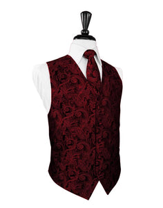 Scarlet Tapestry Tuxedo Vest